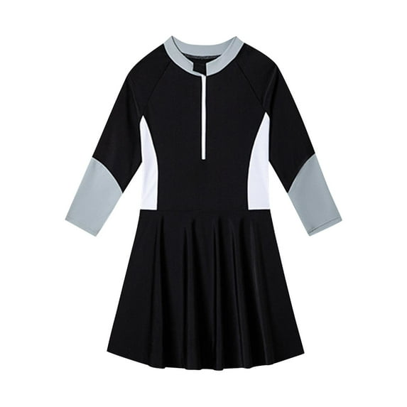 SHTXOZHI Girls Swimsuits with Skirt Long/Short Sleeve Zipper Bathing Suits for 2-8 Years