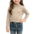 thumbnail image 1 of SHTXOZHI Girls Turtleneck Base Layer Solid Color Long Sleeve Basic Tops Fall Winter Casual Layering Tee Shirts, 1 of 9