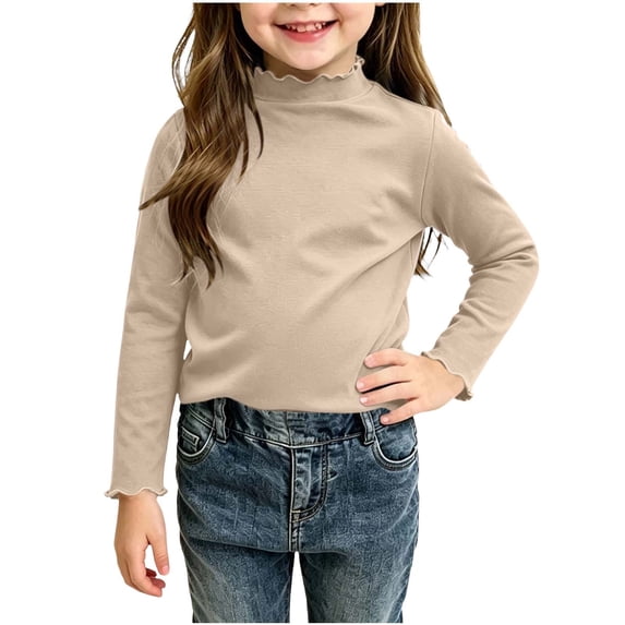 SHTXOZHI Girls Turtleneck Base Layer Solid Color Long Sleeve Basic Tops Fall Winter Casual Layering Tee Shirts
