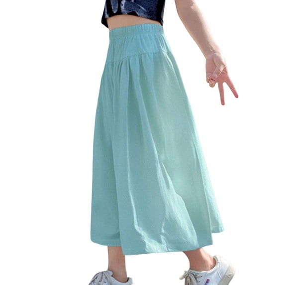 SHTXOZHI Girls Wide Leg Pants Elastic High Waisted Workout Pants Breathable Lightweight Flowy Going-Out Bottoms