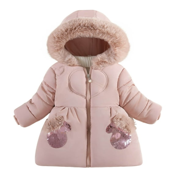 SHTXOZHI Girls Winter Jacket Toddler Puffer Down Jacket Coat Zipper Hooded Warm Outwear for Kids