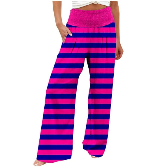 SHTXOZHI High Waist Palazzo Pants for Womens Casual Wide Leg Pants Flowy Beach Vacation Trousers
