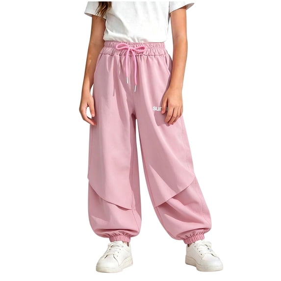 SHTXOZHI High Waisted Pants for Girls Loose Drawstring Sport Joggers Breathable Outdoor Hiking Workout Pants