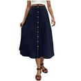 thumbnail image 1 of SHTXOZHI High Waisted Skirts for Women Summer Boho A-Line Button Casual Vacation Skirt, 1 of 7