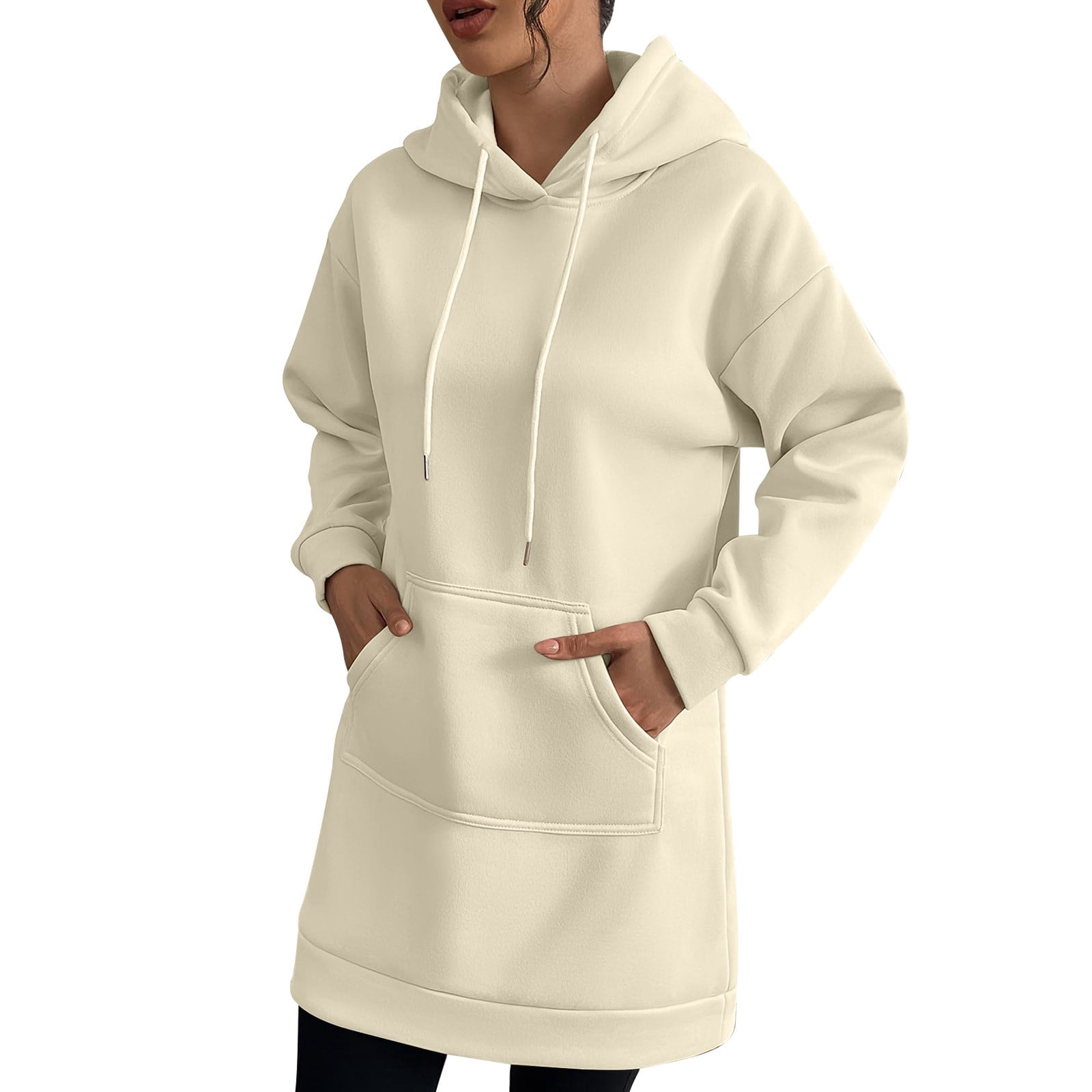 white christmas dresses Marcella | Tompkins Long Sleeve Sweatshirt Dress in Cream | Women's Size 2XL | Midweight French Terry