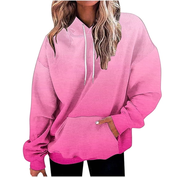 SHTXOZHI Hoodie for Women Fall Long Sleeve Sweatshirts with Pockets Casual Drawstring Pullover Tops