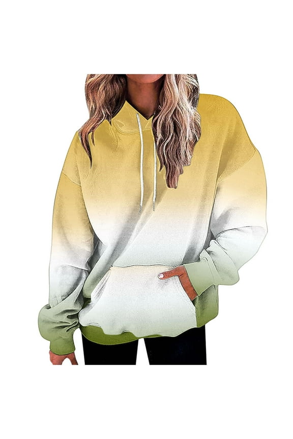 Hoodie for Women Fall Long Sleeve Sweatshirts with Pockets Casual Drawstring Pullover Tops