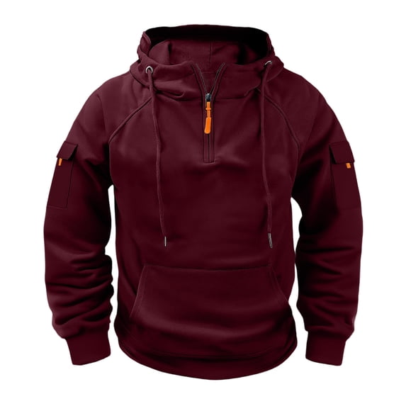SHTXOZHI Hoodies for Men Quarter Zip Up Sweatshirts Workout Athletic Outdoor Hooded Pullover with Pockets