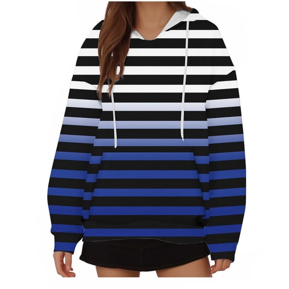 SHTXOZHI Hoodies for Women Fall Long Sleeve Color Block Sweatshirts Drawstring Pullover Tops with Pockets