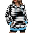 thumbnail image 1 of SHTXOZHI Hoodies for Women Long Sleeve Striped Sweatshirts Drawstring Pullover Tops with Pockets, 1 of 5