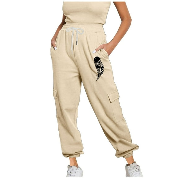 SHTXOZHI Jogger Pants for Women High Waist Wide Leg Cargo Pants Athletic Sweatpants with Pockets