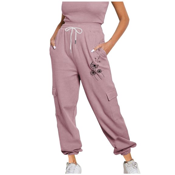 SHTXOZHI Jogger Pants for Women High Waist Wide Leg Cargo Pants Athletic Sweatpants with Pockets