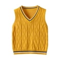 thumbnail image 1 of SHTXOZHI Kid's Knitted School Uniform Sweater Sleeveless V-Neck Pullover Basic Layering Casual Fall Striped Tank Tops, 1 of 9