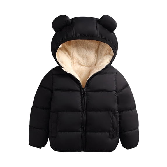 SHTXOZHI Kids Boys Girls Fleece Lined Jacket Full Zip Up Hooded Down Coat Toddler Winter Outerwear