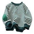 thumbnail image 1 of SHTXOZHI Kids Boys Girls Long Sleeve Pullover Sweatshirt Striped Color Block Crewneck Tops for 3-9 Years, 1 of 7