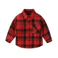 thumbnail image 1 of SHTXOZHI Kids Boys Girls Plaid Shirts Long Sleeve Button Down Collared Shirts with Pocket Casual Jacket, 1 of 3