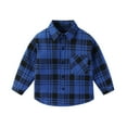 thumbnail image 1 of SHTXOZHI Kids Boys Girls Plaid Shirts Long Sleeve Button Down Collared Shirts with Pocket Casual Jacket, 1 of 3
