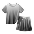 thumbnail image 1 of SHTXOZHI Kids Boys Girls Summer Oufits Short Sleeve Round Neck T-Shirts Drawstring Shorts 2 Piece Set, 1 of 3