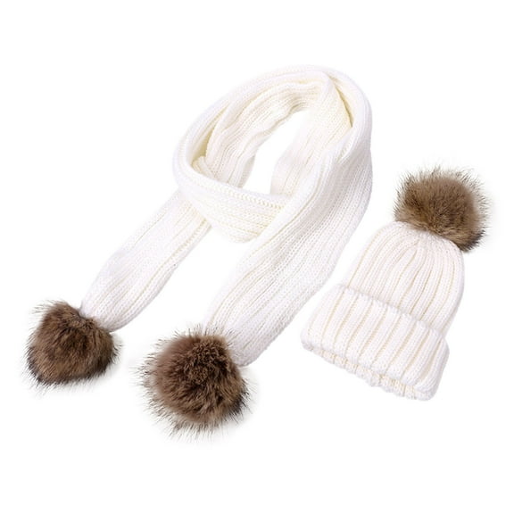 SHTXOZHI Kids Boys Girls Winter Hat Scarf Set Toddler Knit Neck Warmer Beanie Hat with Pom