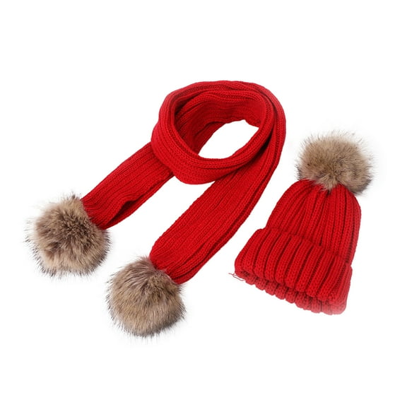 SHTXOZHI Kids Boys Girls Winter Hat Scarf Set Toddler Knit Neck Warmer Beanie Hat with Pom