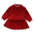 thumbnail image 1 of SHTXOZHI Kids Girl's Sweater Set Long Sleeve Knitted Tops Pleated Skirt Fall Winter 2 Pcs Toddler Outfit, 1 of 7
