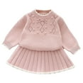 thumbnail image 1 of SHTXOZHI Kids Girl's Sweater Set Long Sleeve Knitted Tops Pleated Skirt Fall Winter 2 Pcs Toddler Outfit, 1 of 3