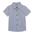 thumbnail image 1 of SHTXOZHI Kids Girls Boys Button Down Casual Shirt Short Summer Sleeve Dress Shirt 3-11 Years, 1 of 6