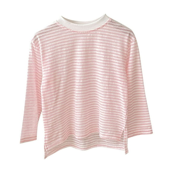 SHTXOZHI Kids Long Sleeve Striped T-Shirts Color Block Side Slit Tee Tops Toddler Baby Clothes