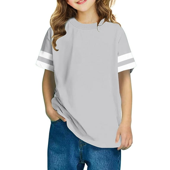 SHTXOZHI Kids Short Sleeve Crewneck T-Shirts Toddler Color Block Striped Casual Summer Tee Tops