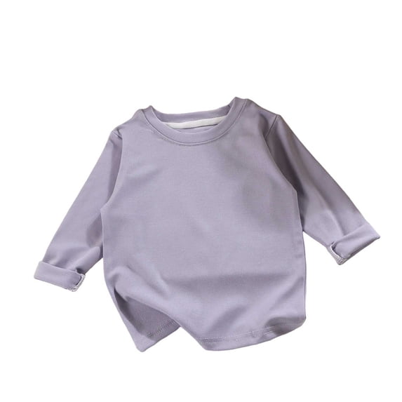 SHTXOZHI Kids Soft Base Layer Tees Long Sleeve Crew Neck Comfortable Tops Solid Color Fall Winter Undershirts