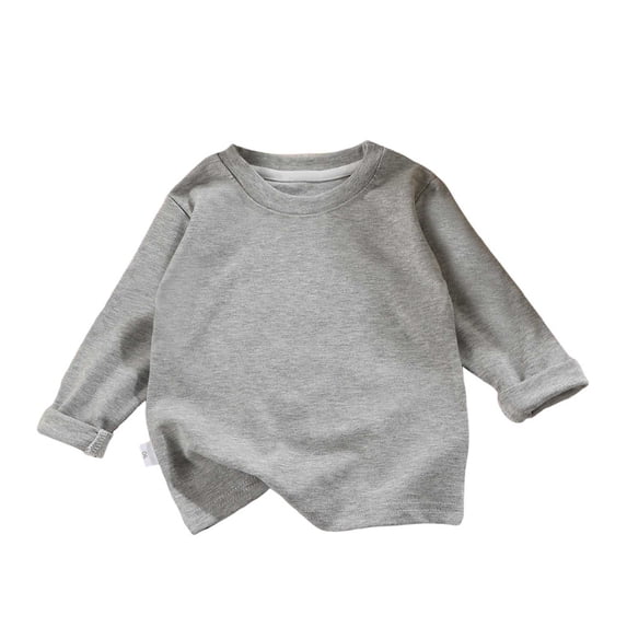 SHTXOZHI Kids Soft Base Layer Tees Long Sleeve Crew Neck Comfortable Tops Solid Color Fall Winter Undershirts