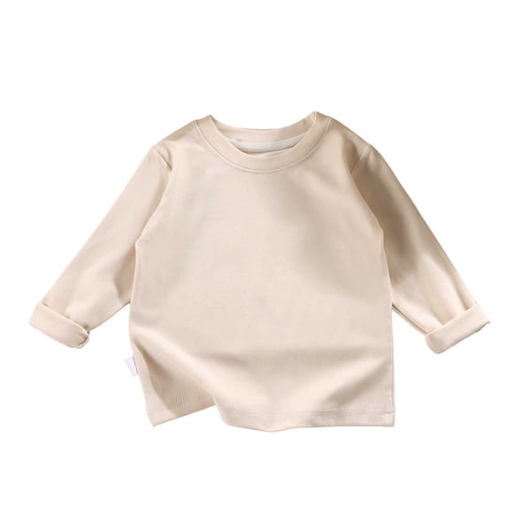 SHTXOZHI Kids Soft Base Layer Tees Long Sleeve Crew Neck Comfortable Tops Solid Color Fall Winter Undershirts