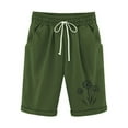 thumbnail image 1 of SHTXOZHI Knee Length Shorts for Women Wide Leg Print Shorts Elastic Waist Drawstring Shorts with Pockets, 1 of 3