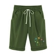 thumbnail image 1 of SHTXOZHI Knee Length Shorts for Women Wide Leg Print Shorts Elastic Waist Drawstring Shorts with Pockets, 1 of 3