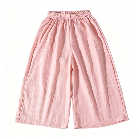 SHTXOZHI Lightweight Pants for Girls Loose Wide Leg Elastic Waisted Pants Solid Color Breathable Casual Outdoor Bottoms