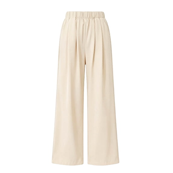 SHTXOZHI Lightweight Pants for Kids Loose High Waist Wide Leg Pants Solid Color Flowy Vacation Casual Trousers
