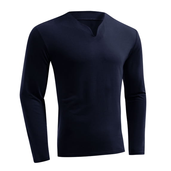 SHTXOZHI Long Sleeve Shirts for Men V Neck Solid Color Athletic Shirts Hiking Running Workout Tops
