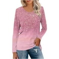 thumbnail image 1 of SHTXOZHI Long Sleeve Shirts for Women V Neck Printed Casual Blouses Fall Trendy Tops, 1 of 4