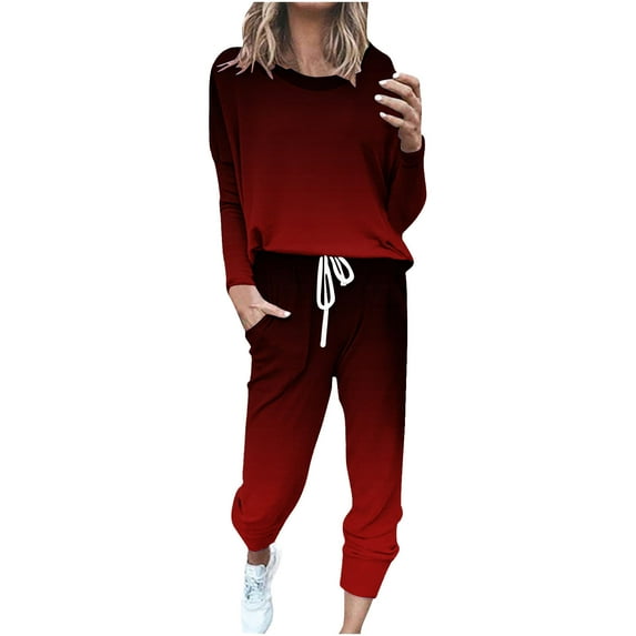 SHTXOZHI Lounge Sets for Women 2 Piece Long Sleeve Tops Drawstring Pants Sweatsuit Matching Outfit