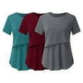 thumbnail image 1 of SHTXOZHI Maternity Nursing Shirts 3 Pack Breastfeeding Maternity Tee Shirts Double Layer Pregnancy Tops, 1 of 7