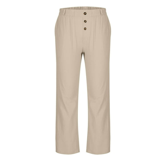 SHTXOZHI Men Flat Front Casual Dress Pants Elastic Waisted Work Pants Button Solid Color Trouser with Pocket