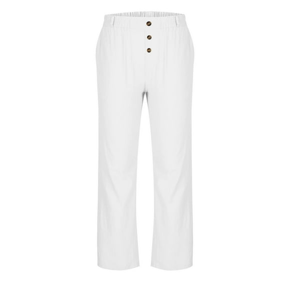 SHTXOZHI Men Flat Front Casual Dress Pants Elastic Waisted Work Pants Button Solid Color Trouser with Pocket