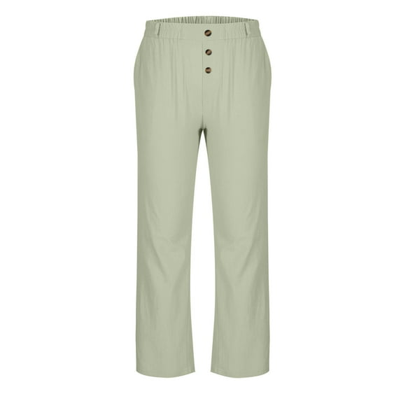 SHTXOZHI Men Flat Front Casual Dress Pants Elastic Waisted Work Pants Button Solid Color Trouser with Pocket