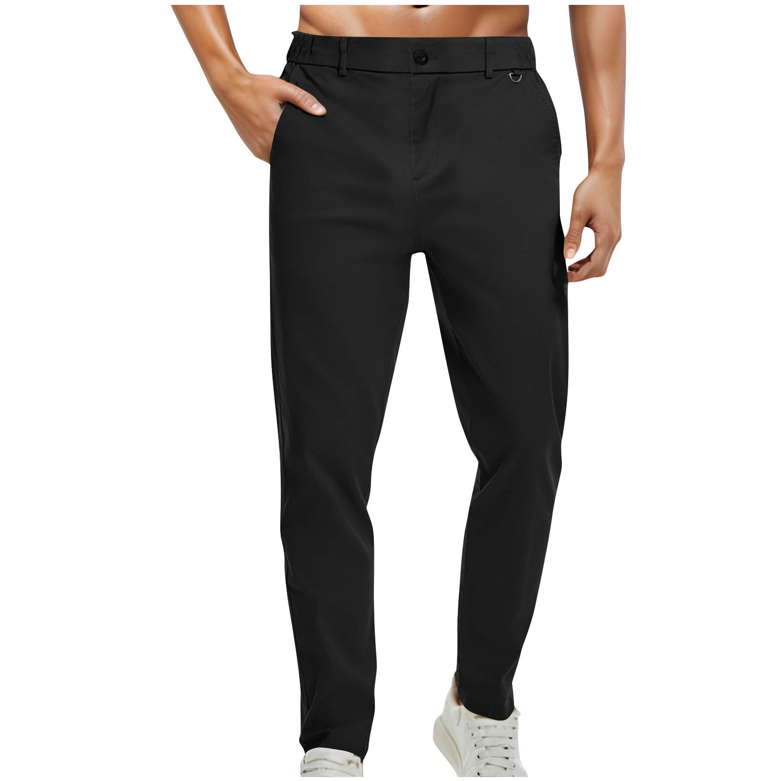 Men's Casual Slim Fit Flat Front Dress Pants - Business Formal Straight Suit Pants (D9)(TG1)