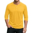 thumbnail image 1 of SHTXOZHI Men's 3/4 Sleeve T-Shirts Button Crewneck Casual Tee Tops Solid Color Basic Undershirts, 1 of 5