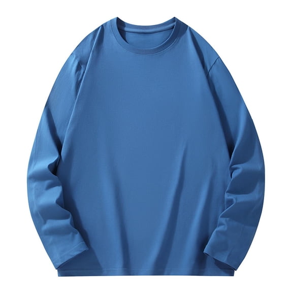 SHTXOZHI Men's Basic T-Shirts Long Sleeve Crewneck Undershirts Solid Color Basic Tee Tops