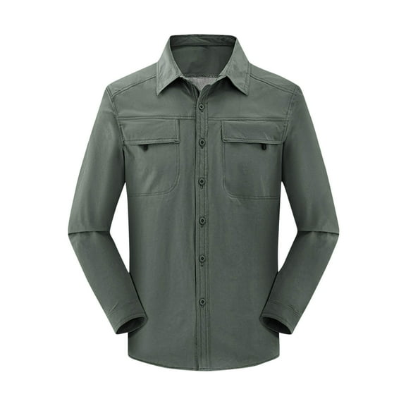 SHTXOZHI Men's Button Down Long Sleeve Shirts Business Casual Quick Dry Shirts for Hiking Travel