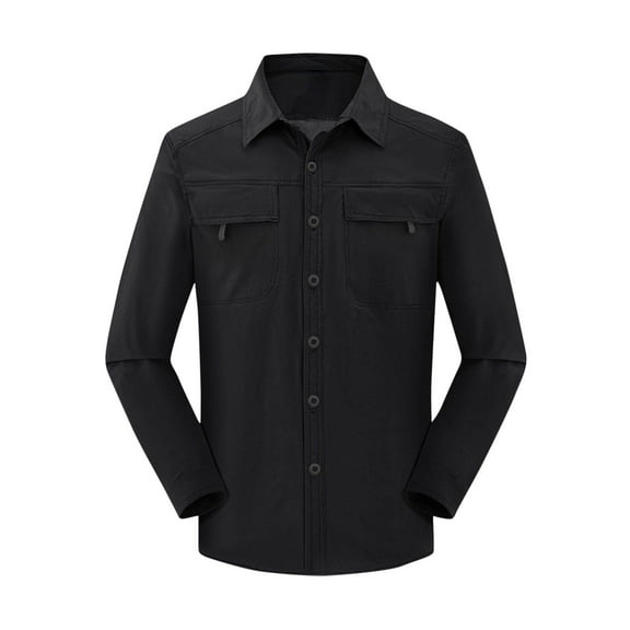 SHTXOZHI Men's Button Down Long Sleeve Shirts Business Casual Quick Dry Shirts for Hiking Travel