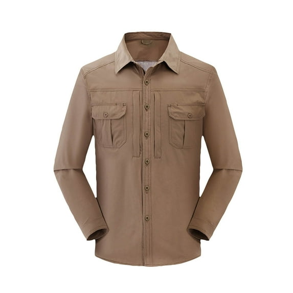 SHTXOZHI Men's Button Down Long Sleeve Shirts Business Casual Quick Dry Shirts for Hiking Travel