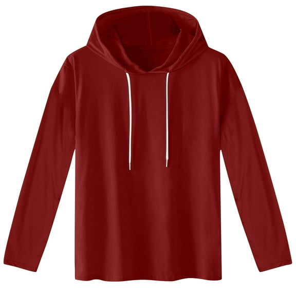SHTXOZHI Men's Casual Pullover Hoodies Long Sleeve Drawstring Solid Color Fall Sweatshirt